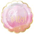 Oh Baby Girl Metallic Shaped Paper Plates 10.5in, 8pcs Discount