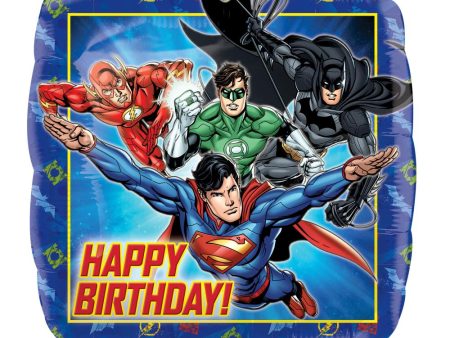 Justice League HBD Square Balloon 18in Supply