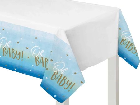 Oh Baby Boy Plastic Tablecover 54in x 102in on Sale