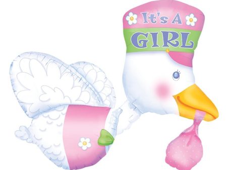 Bundle Of Joy Stork It s A Girl Foil Balloon 23 x 32in Sale