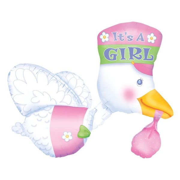 Bundle Of Joy Stork It s A Girl Foil Balloon 23 x 32in Sale